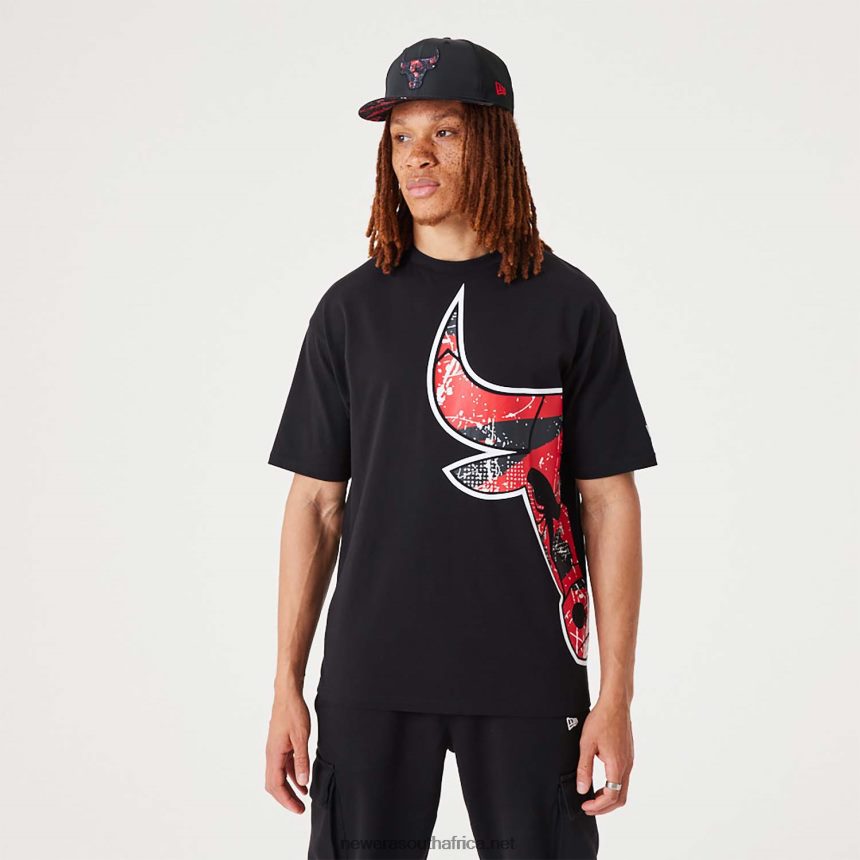 Chicago Bulls NBA Large Team Logo Black Oversized T-Shirt New Era TRBRBN2969