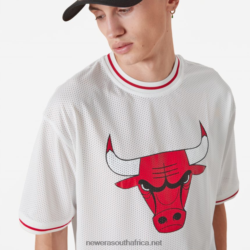 Chicago Bulls NBA Logo Oversized White Mesh T-Shirt New Era TRBRBN2908