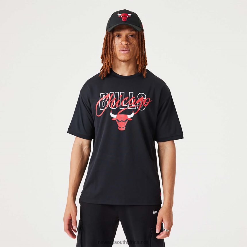 Chicago Bulls NBA Script Black Oversized T-Shirt New Era TRBRBN2957