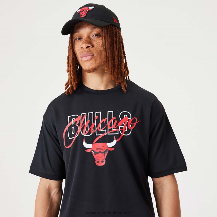 Chicago Bulls NBA Script Black Oversized T-Shirt New Era TRBRBN2957