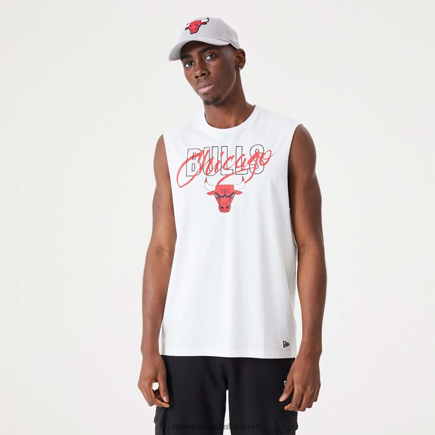Chicago Bulls NBA Script Essential White Tank Top New Era TRBRBN2971