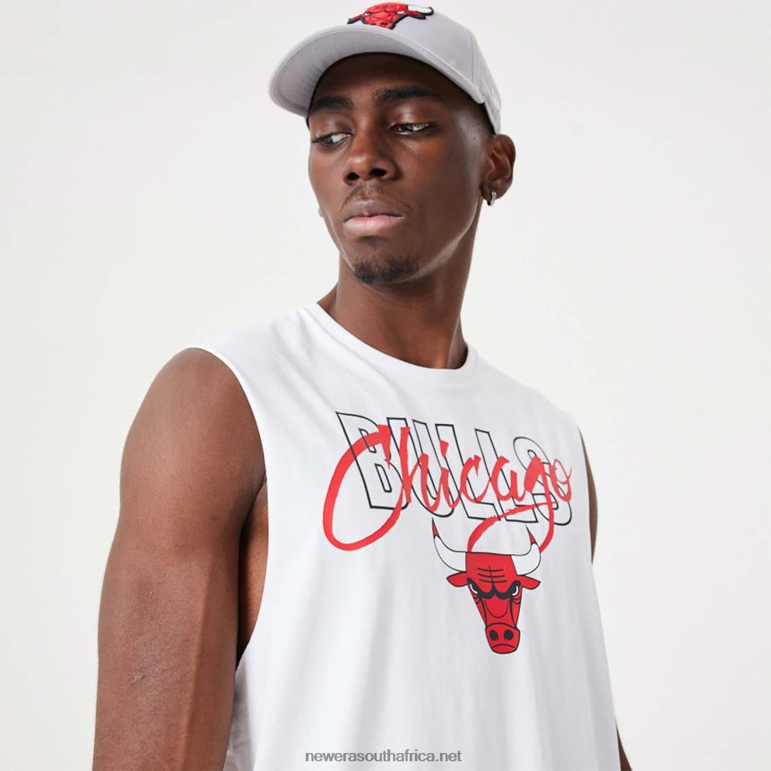 Chicago Bulls NBA Script Essential White Tank Top New Era TRBRBN2971