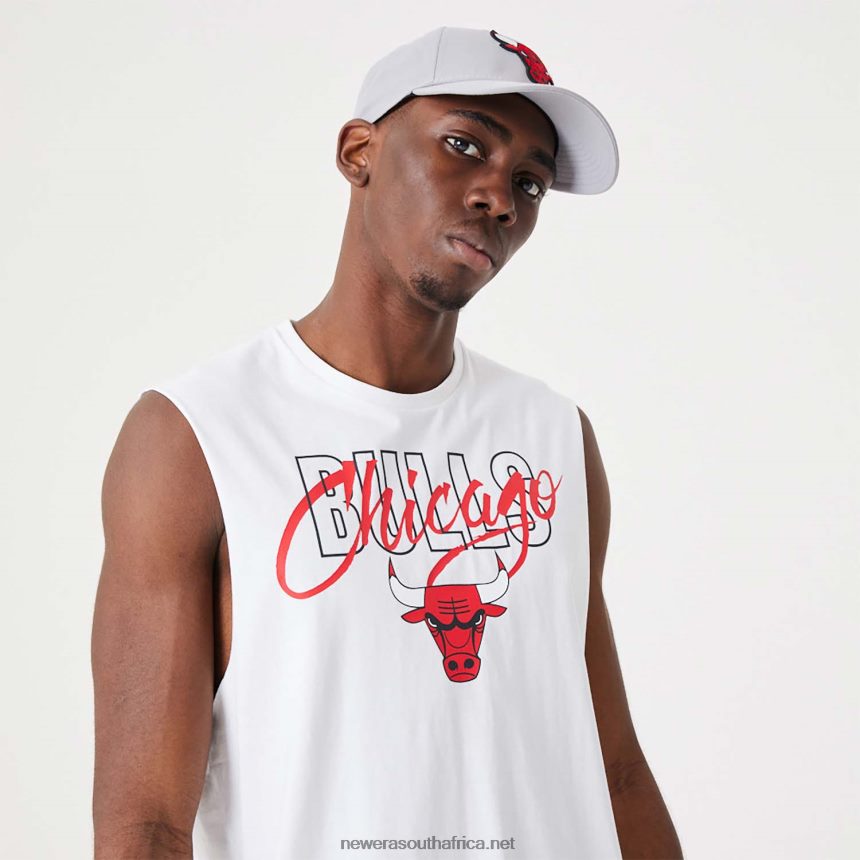 Chicago Bulls NBA Script Essential White Tank Top New Era TRBRBN2971