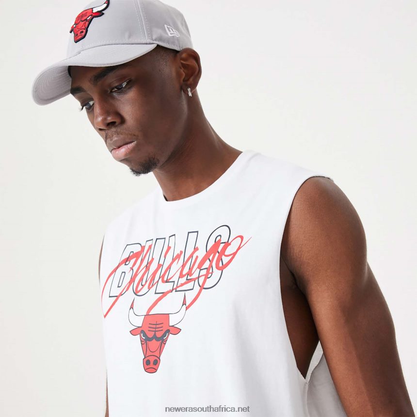 Chicago Bulls NBA Script Essential White Tank Top New Era TRBRBN2971