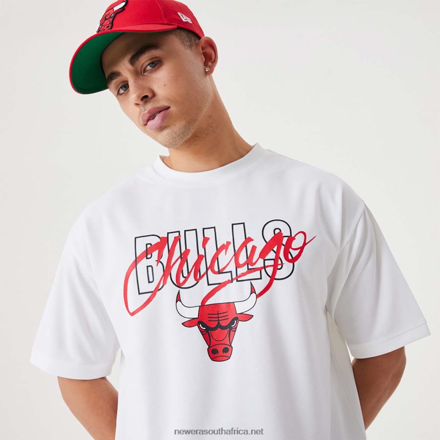 Chicago Bulls NBA Script White Oversized T-Shirt New Era TRBRBN2985