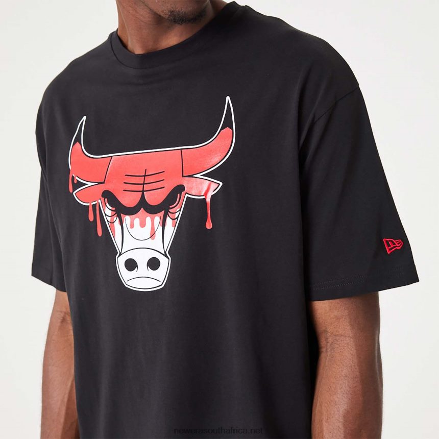 Chicago NBA Drip Logo Bulls Black T-Shirt New Era TRBRBN3110