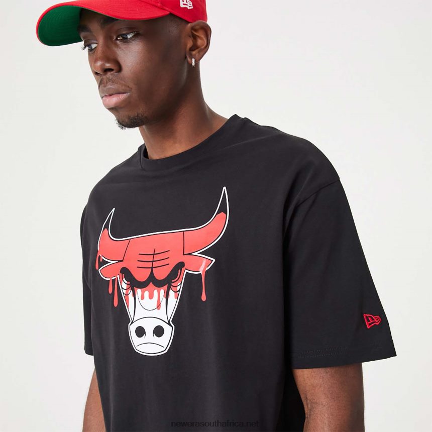 Chicago NBA Drip Logo Bulls Black T-Shirt New Era TRBRBN3110