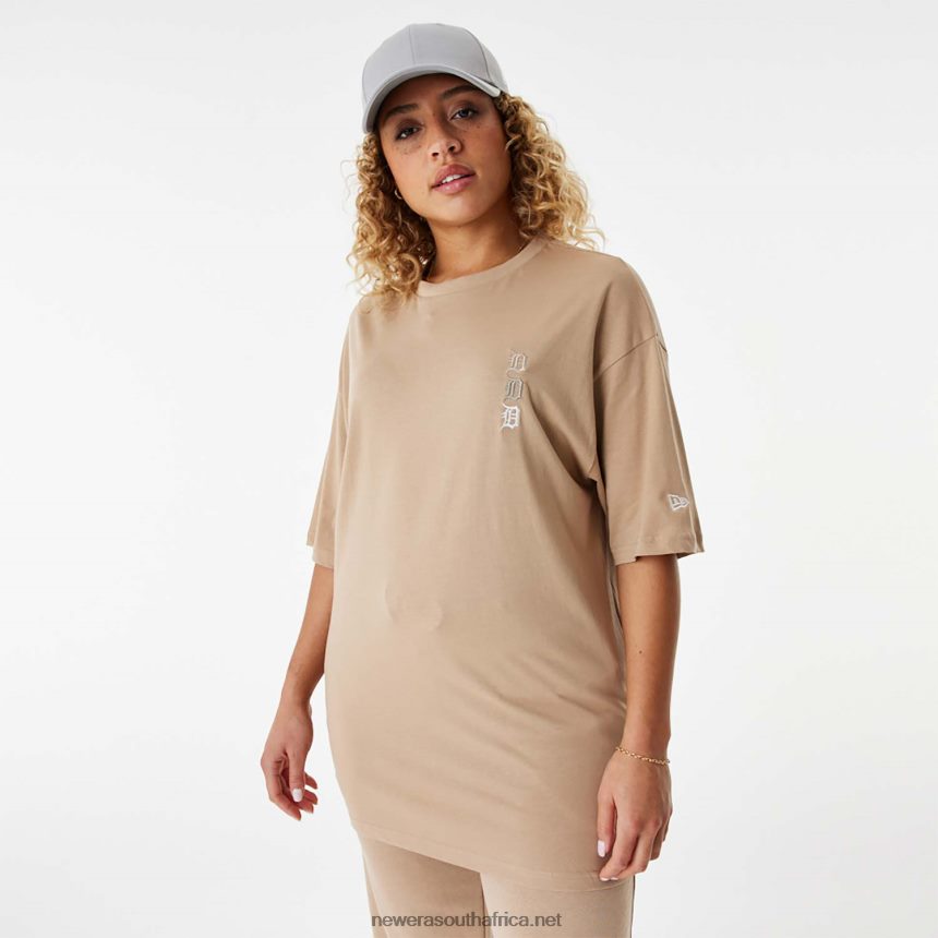 Detroit Tigers MLB Stacked Logo Brown Oversized T-Shirt New Era TRBRBN2840