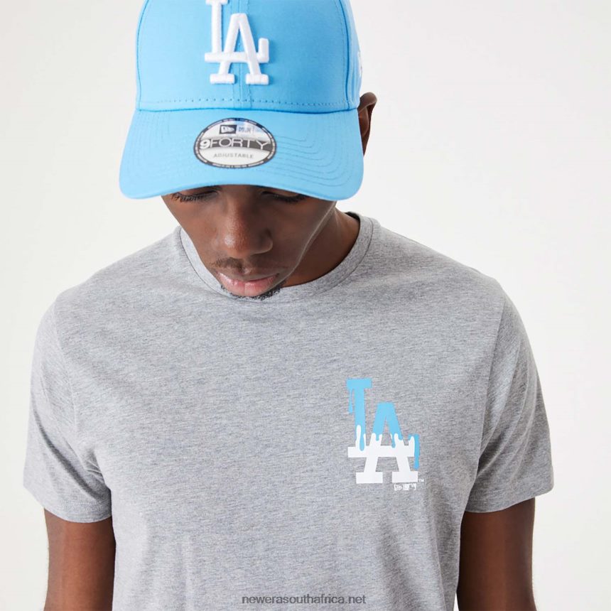 LA Dodgers MLB Drip Logo Medium Grey T-Shirt New Era TRBRBN3136