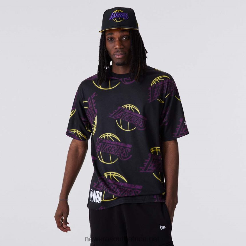 LA Lakers All Over Print Neon Black T-Shirt New Era TRBRBN2844