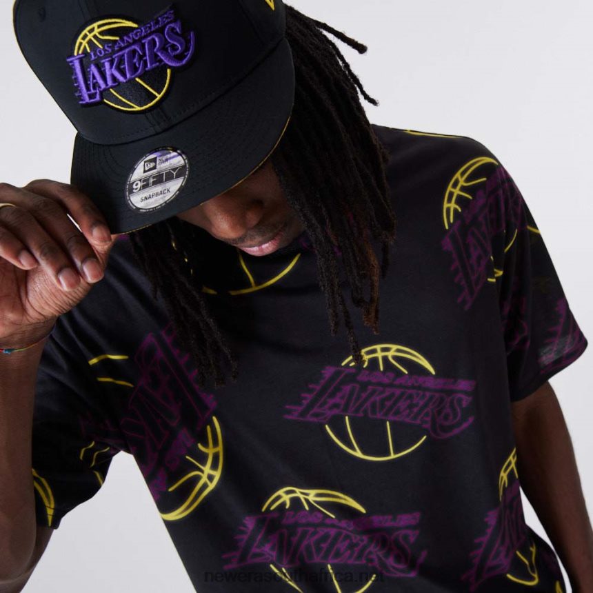 LA Lakers All Over Print Neon Black T-Shirt New Era TRBRBN2844