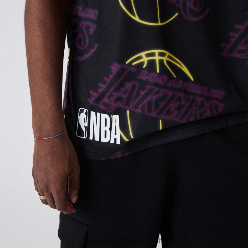 LA Lakers All Over Print Neon Black T-Shirt New Era TRBRBN2844