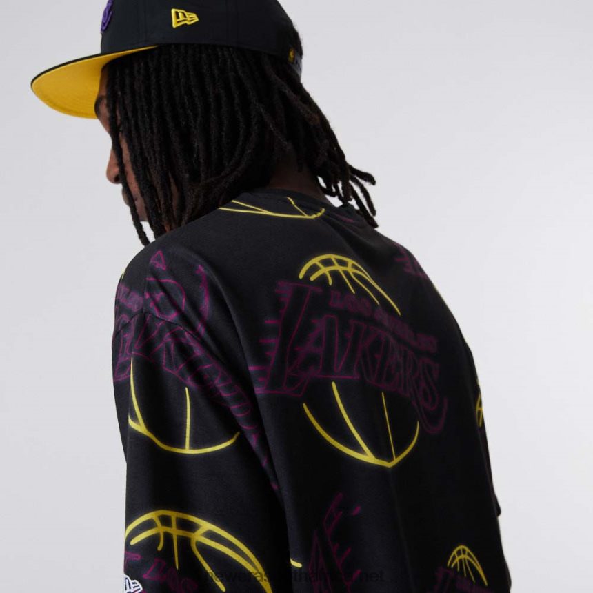 LA Lakers All Over Print Neon Black T-Shirt New Era TRBRBN2844