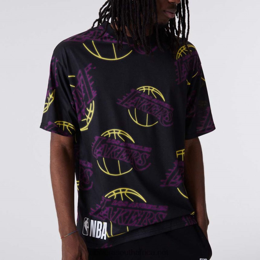 LA Lakers All Over Print Neon Black T-Shirt New Era TRBRBN2844