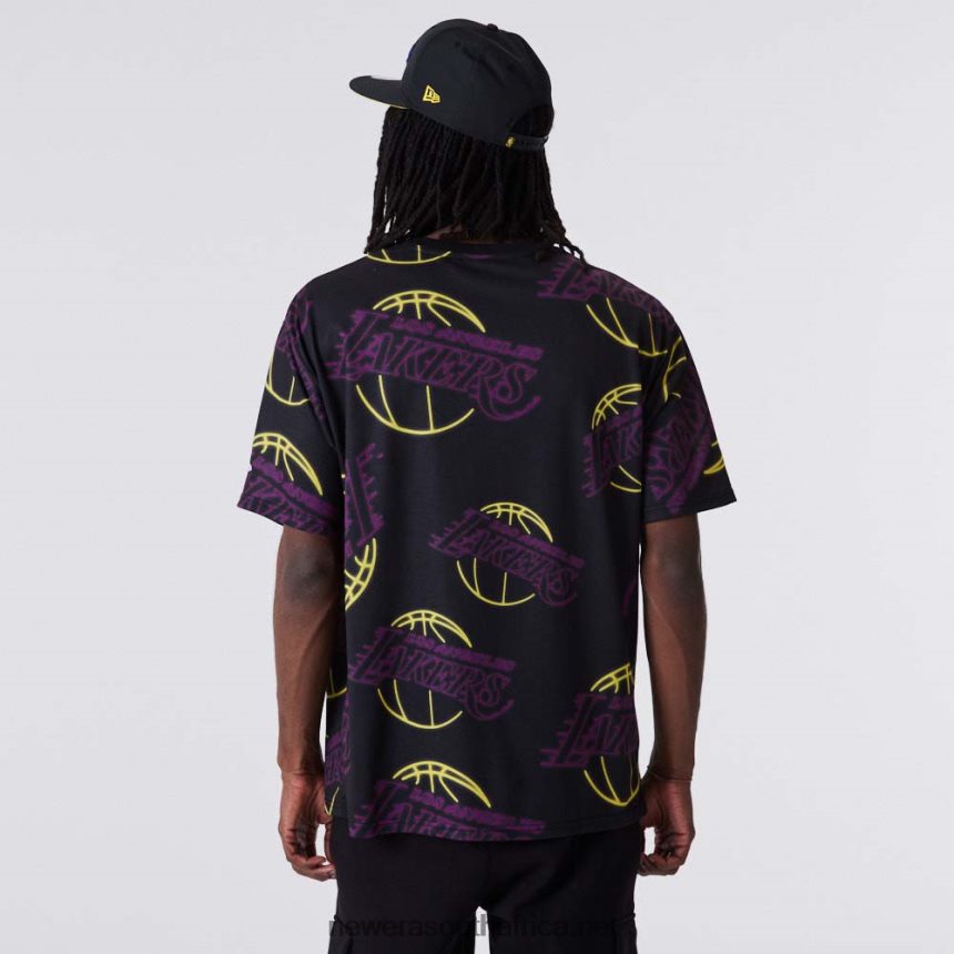 LA Lakers All Over Print Neon Black T-Shirt New Era TRBRBN2844