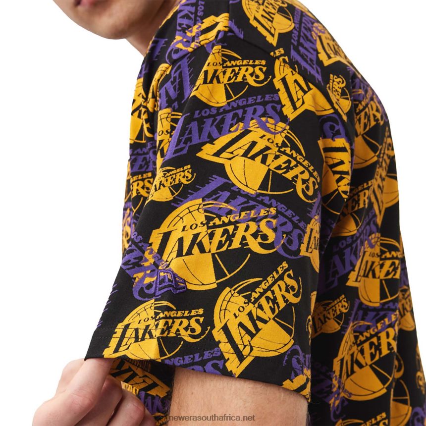LA Lakers Logo Print Black Oversized T-Shirt New Era TRBRBN3045