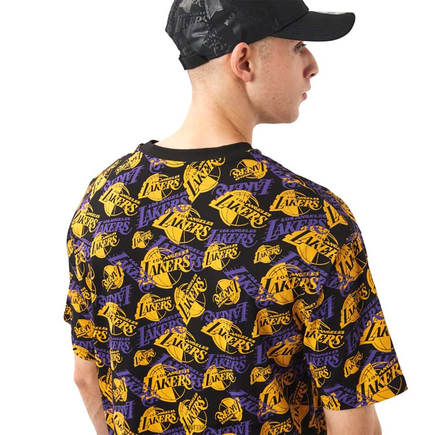 LA Lakers Logo Print Black Oversized T-Shirt New Era TRBRBN3045