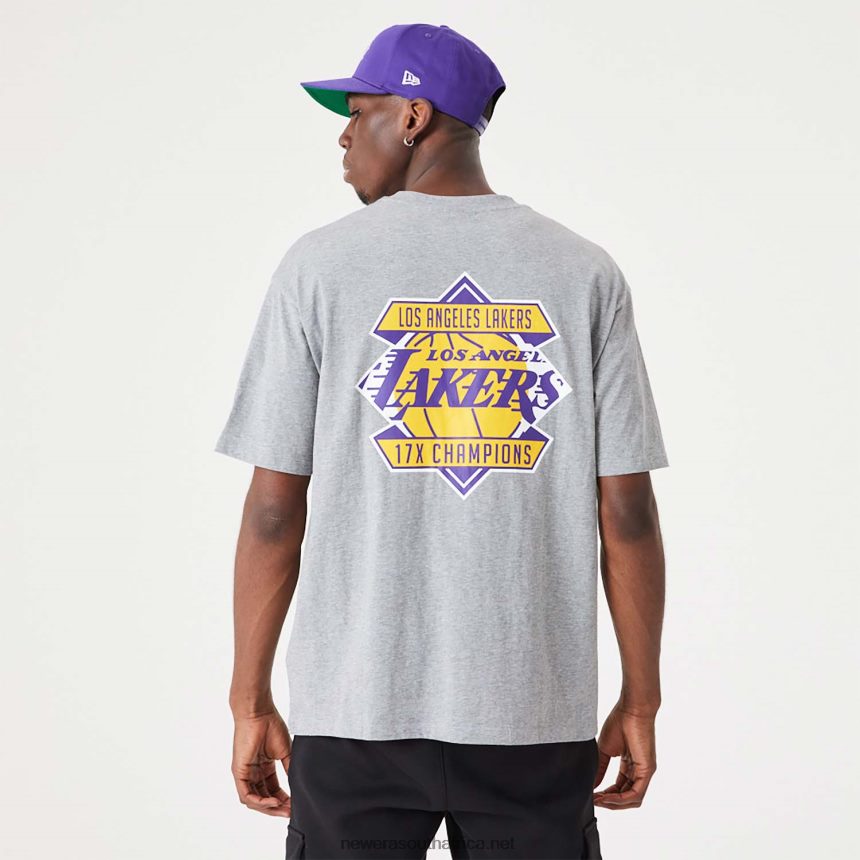 LA Lakers NBA Championship Medium Grey Oversized T-Shirt New Era TRBRBN3040