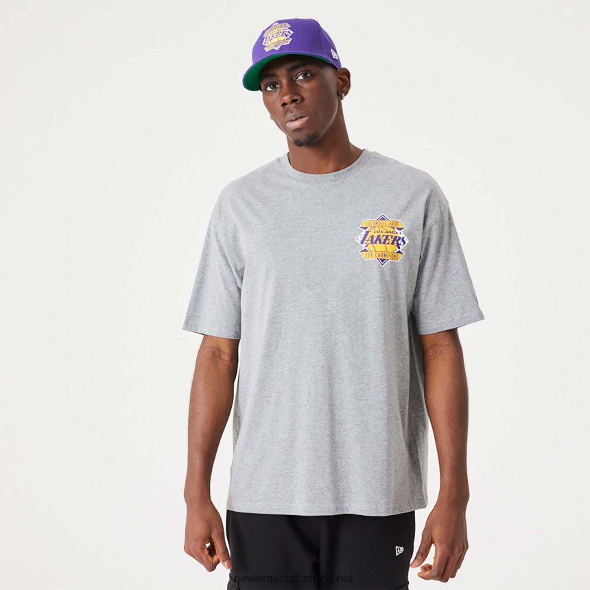 LA Lakers NBA Championship Medium Grey Oversized T-Shirt New Era TRBRBN3040
