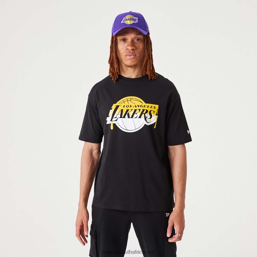 LA Lakers NBA Drip Logo Black T-Shirt New Era TRBRBN3164