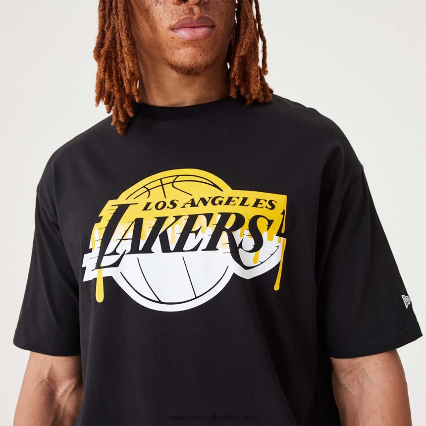 LA Lakers NBA Drip Logo Black T-Shirt New Era TRBRBN3164