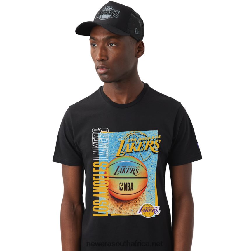 LA Lakers NBA Hoop Graphic Black T-Shirt New Era TRBRBN3168