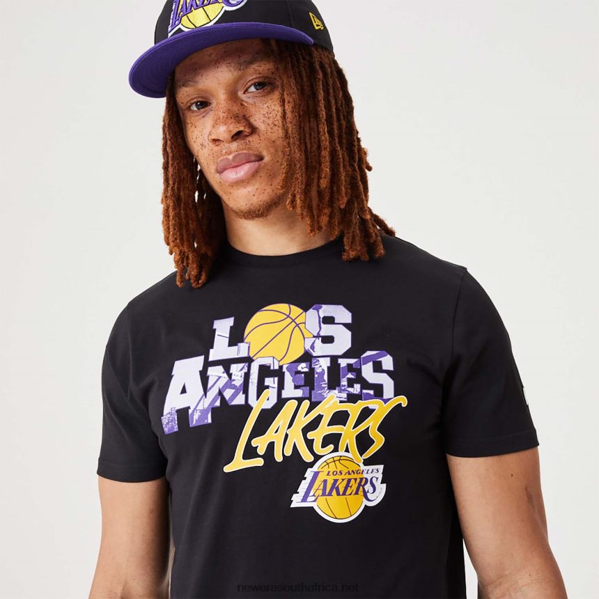 LA Lakers NBA Infill Graphic Black T-Shirt New Era TRBRBN3148
