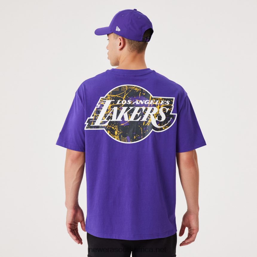 LA Lakers NBA Infill Team Logo Purple Oversized T-Shirt New Era TRBRBN3039
