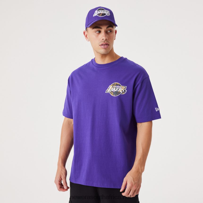 LA Lakers NBA Infill Team Logo Purple Oversized T-Shirt New Era TRBRBN3039