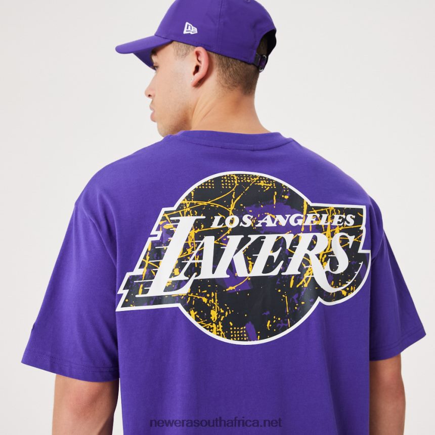 LA Lakers NBA Infill Team Logo Purple Oversized T-Shirt New Era TRBRBN3039