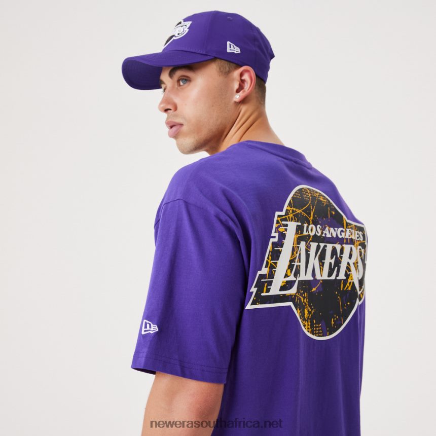 LA Lakers NBA Infill Team Logo Purple Oversized T-Shirt New Era TRBRBN3039