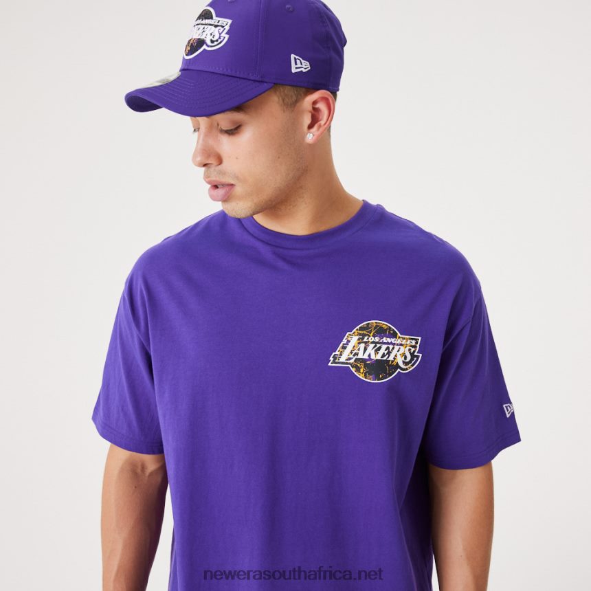 LA Lakers NBA Infill Team Logo Purple Oversized T-Shirt New Era TRBRBN3039