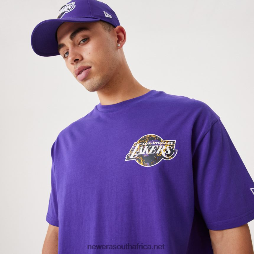 LA Lakers NBA Infill Team Logo Purple Oversized T-Shirt New Era TRBRBN3039