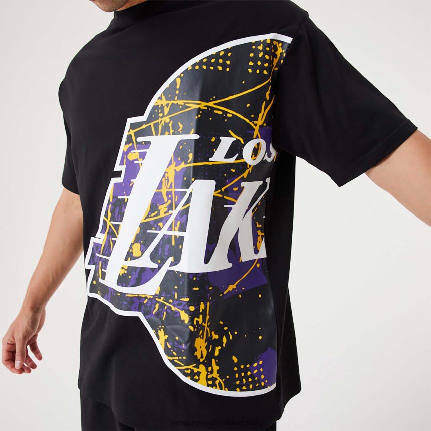 LA Lakers NBA Large Team Logo Black Oversized T-Shirt New Era TRBRBN2941