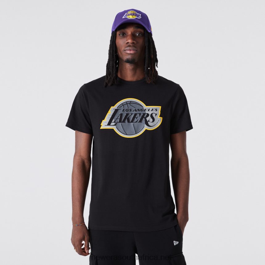 LA Lakers NBA Outline Logo Black T-Shirt New Era TRBRBN2932