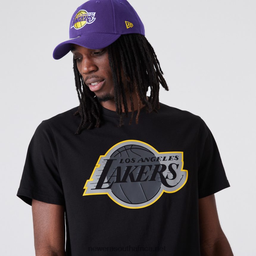 LA Lakers NBA Outline Logo Black T-Shirt New Era TRBRBN2932