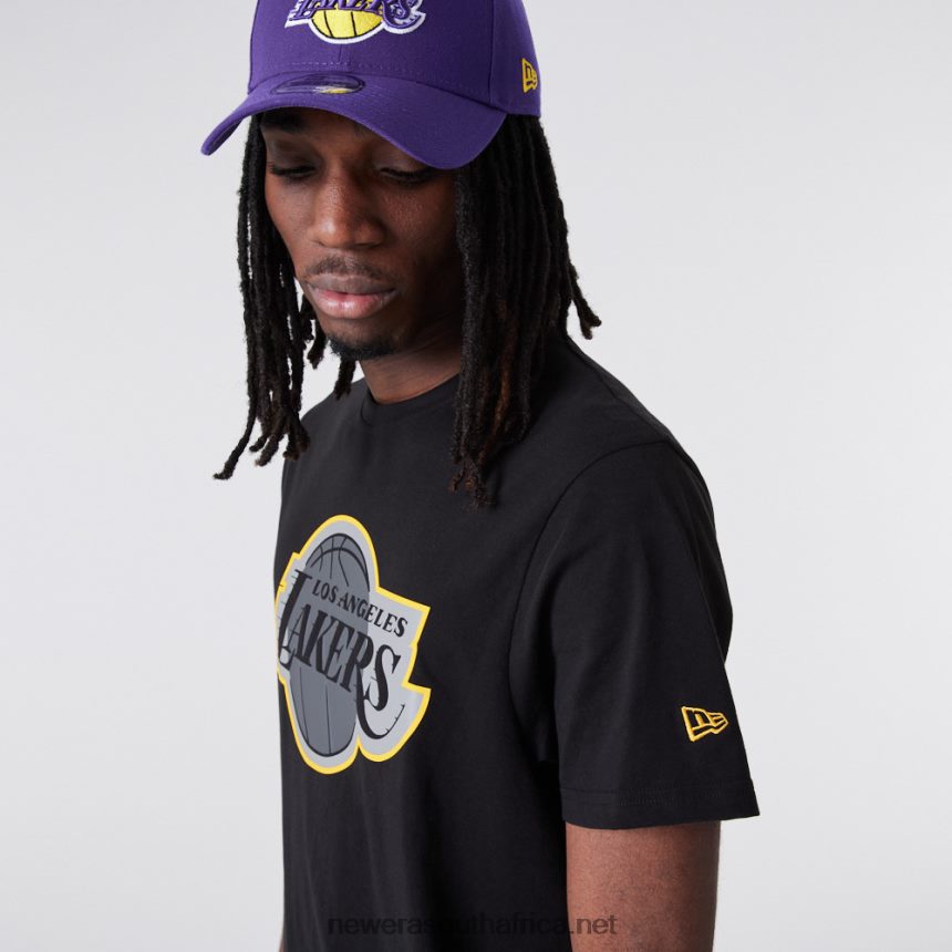 LA Lakers NBA Outline Logo Black T-Shirt New Era TRBRBN2932