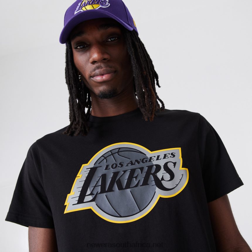 LA Lakers NBA Outline Logo Black T-Shirt New Era TRBRBN2932
