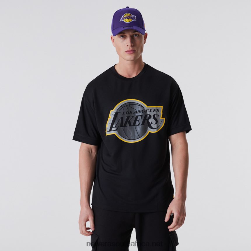 LA Lakers NBA Outline Mesh Black T-Shirt New Era TRBRBN2946