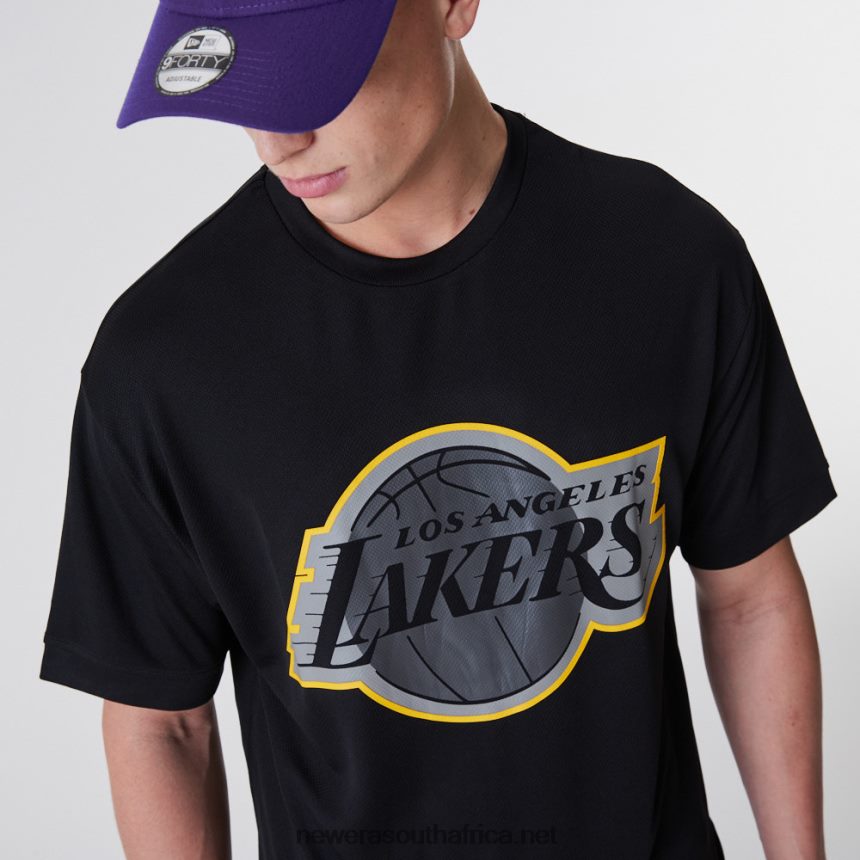 LA Lakers NBA Outline Mesh Black T-Shirt New Era TRBRBN2946