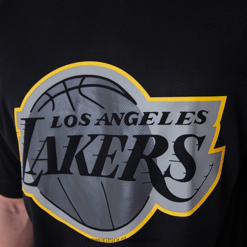 LA Lakers NBA Outline Mesh Black T-Shirt New Era TRBRBN2946