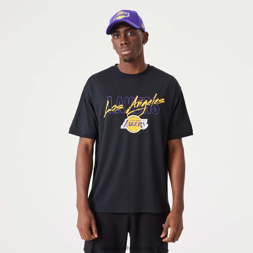 LA Lakers NBA Script Black Oversized T-Shirt New Era TRBRBN2887