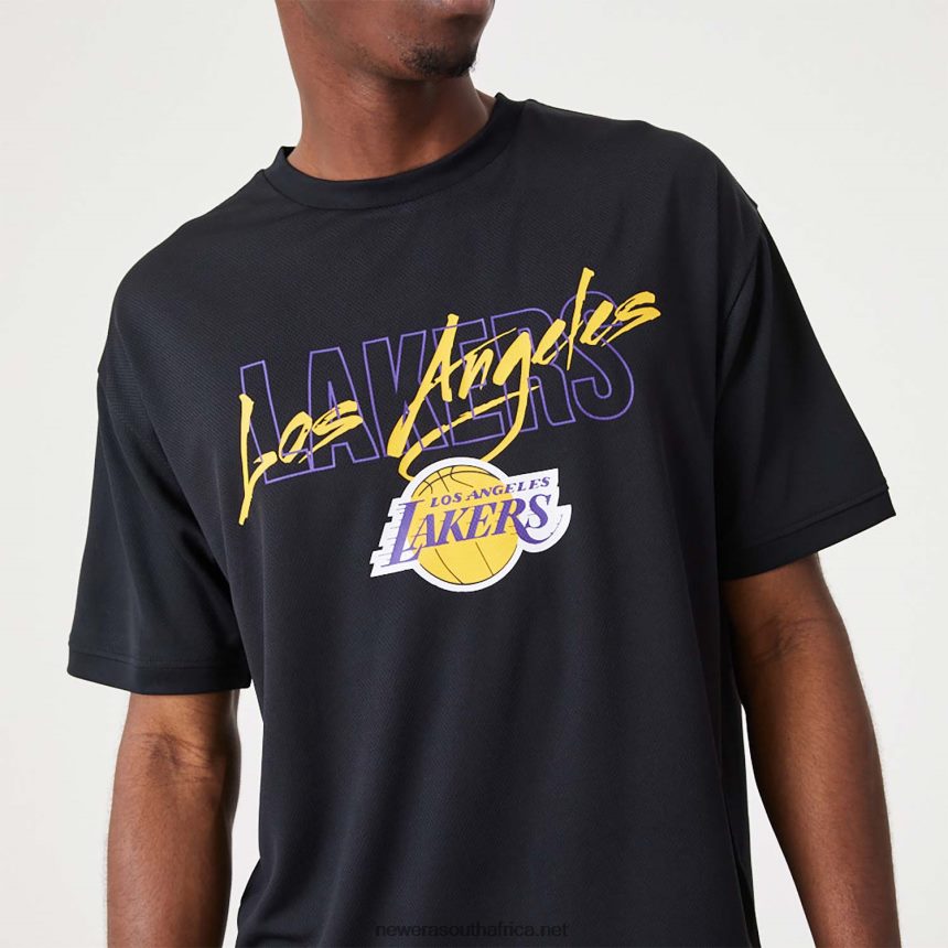 LA Lakers NBA Script Black Oversized T-Shirt New Era TRBRBN2887