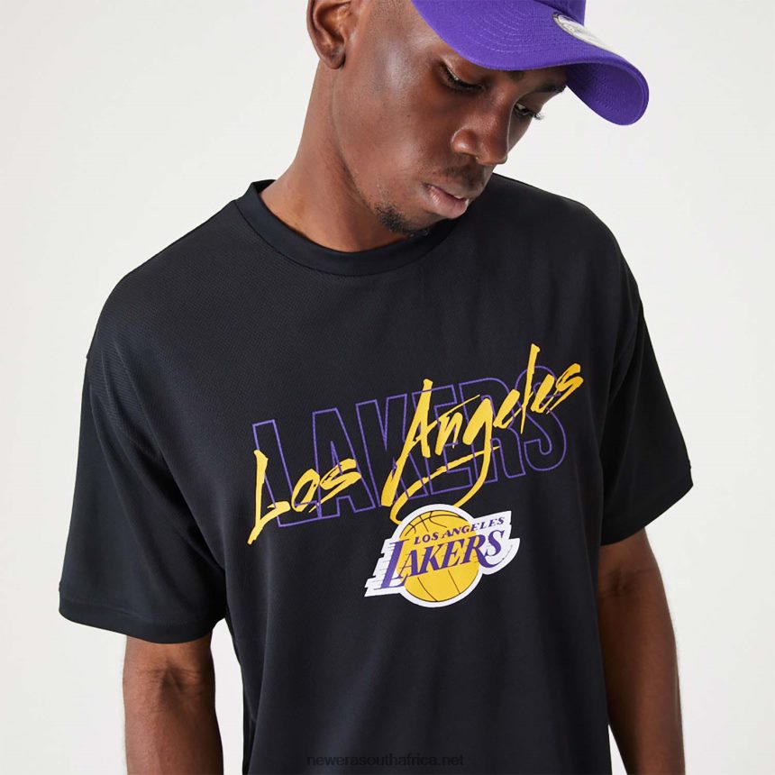 LA Lakers NBA Script Black Oversized T-Shirt New Era TRBRBN2887