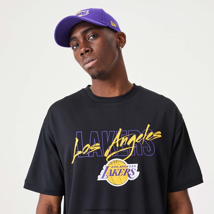 LA Lakers NBA Script Black Oversized T-Shirt New Era TRBRBN2887