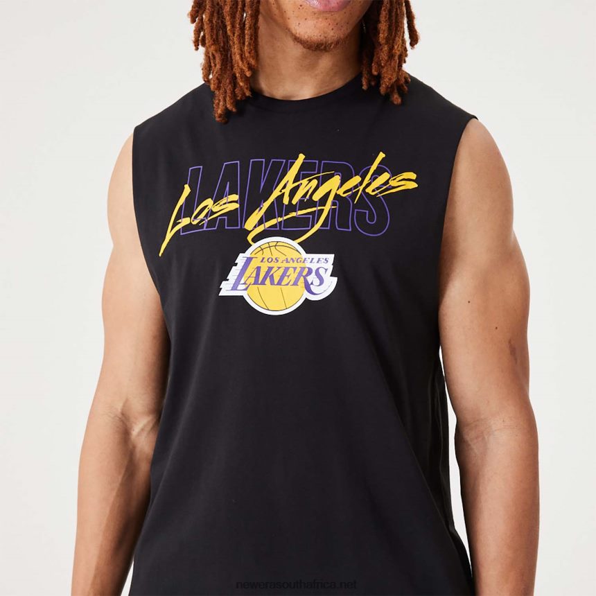 LA Lakers NBA Script Essential Black Tank Top New Era TRBRBN3069