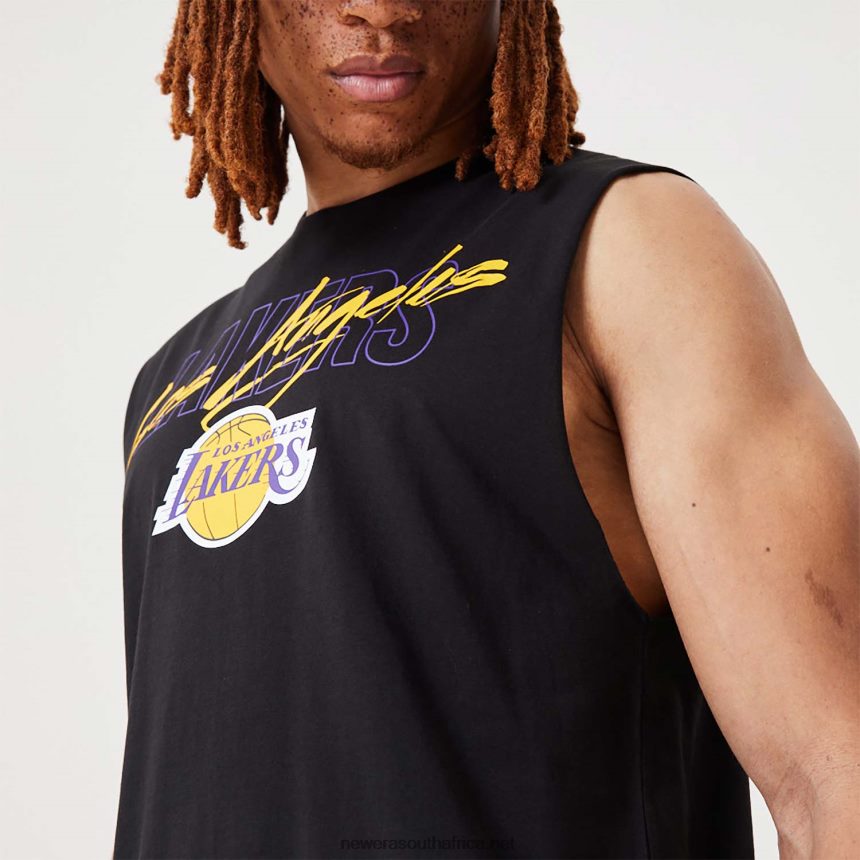 LA Lakers NBA Script Essential Black Tank Top New Era TRBRBN3069