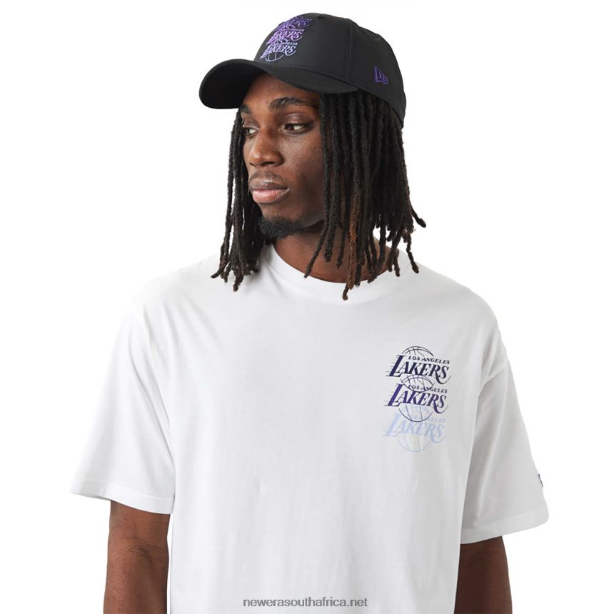 LA Lakers NBA Stacked White Oversized T-Shirt New Era TRBRBN3075