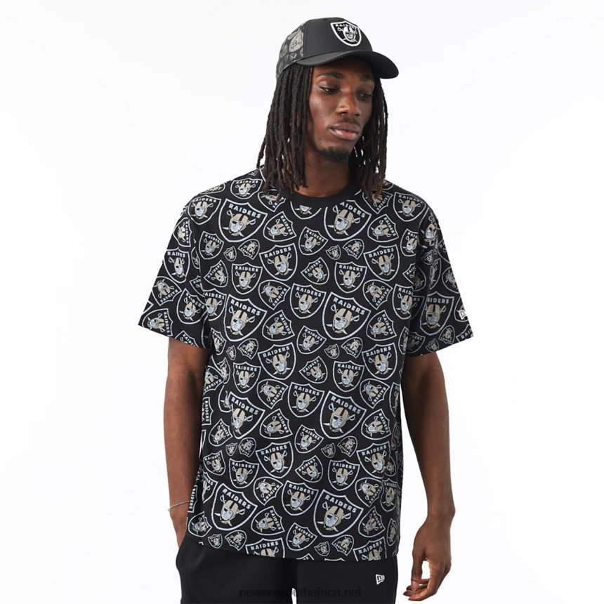 Las Vegas Raiders Logo Print Black Oversized T-Shirt New Era TRBRBN3073