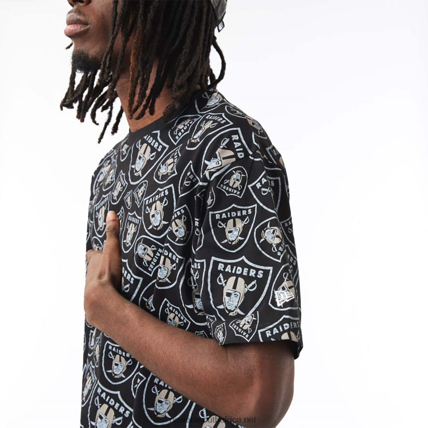 Las Vegas Raiders Logo Print Black Oversized T-Shirt New Era TRBRBN3073